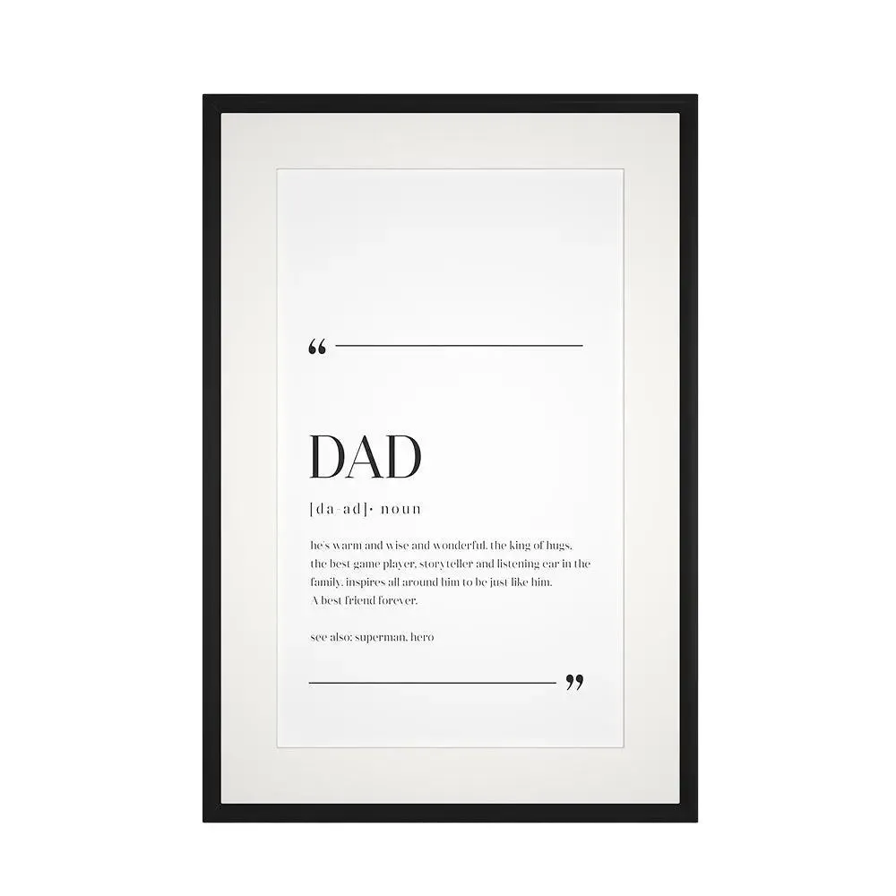 DAD' Typographical Framed Wallart for Gynecologist Office