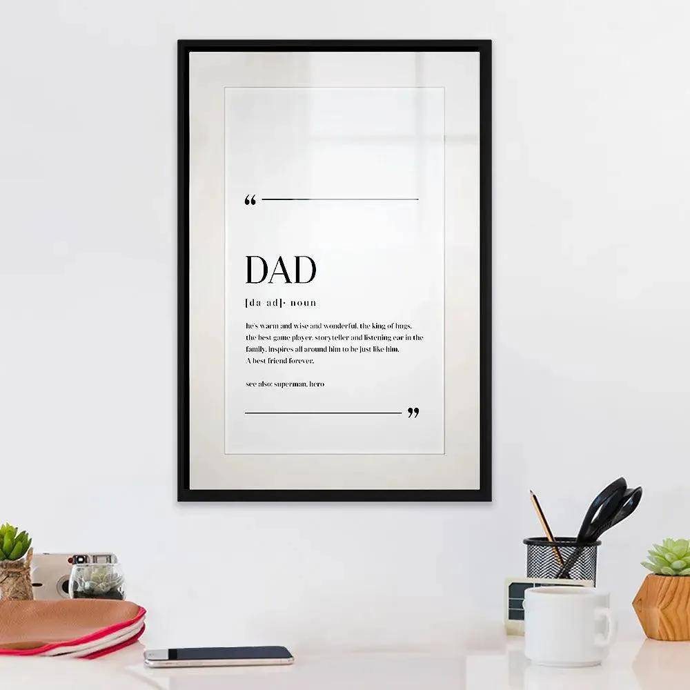 DAD' Typographical Framed Wallart for Gynecologist Office