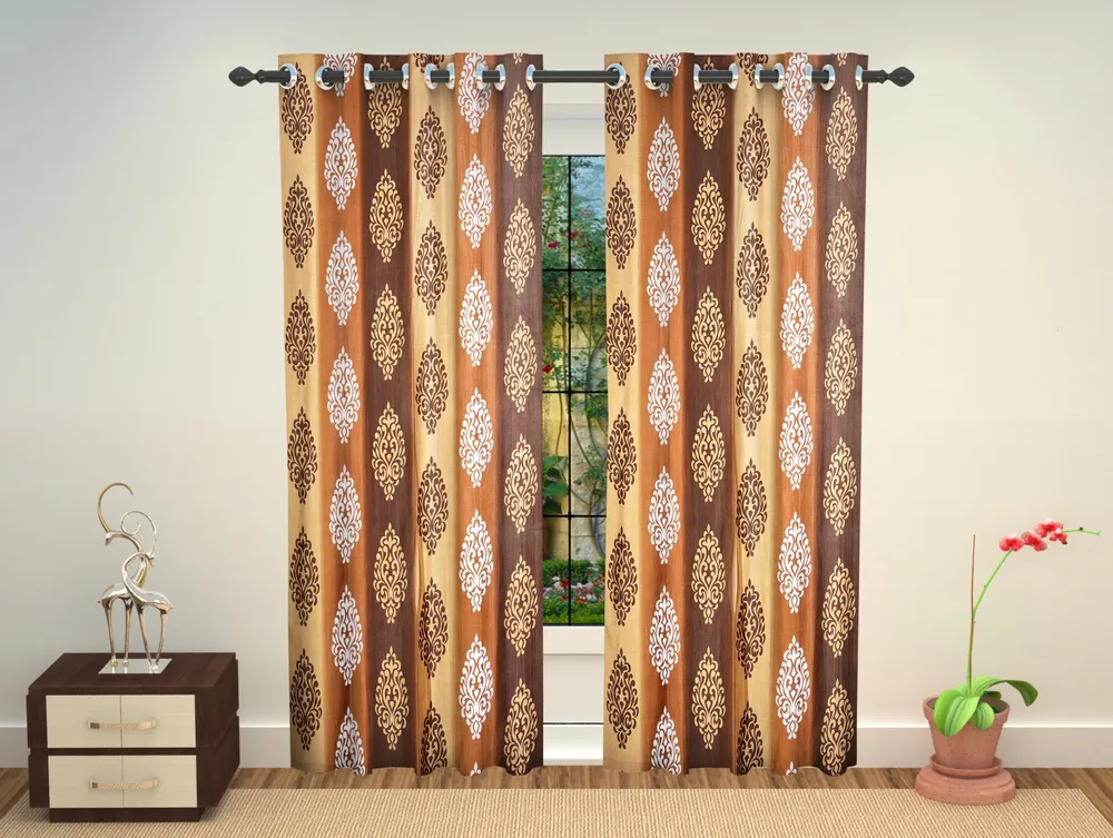 Damask Printed Door-Window Curtain For Home Decor