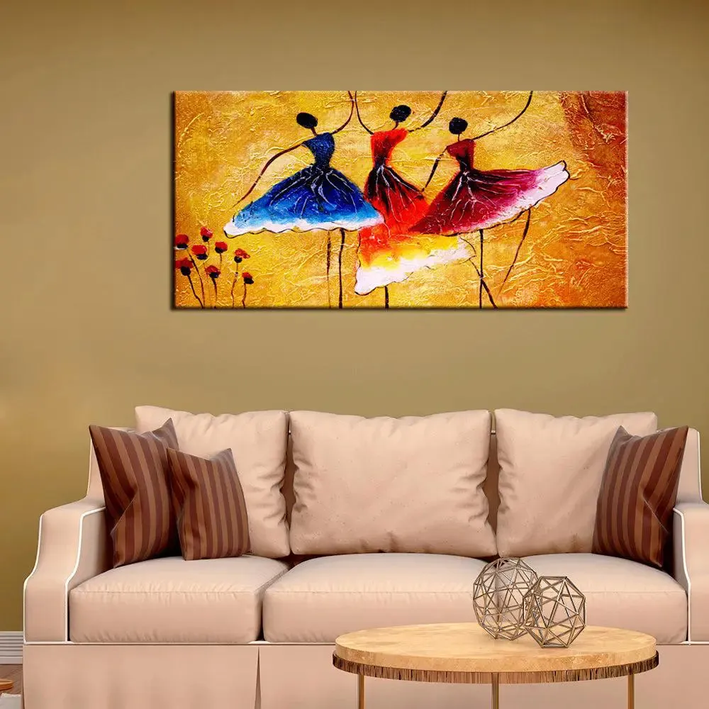 Dancing Ballerinas Canvas Painting With Frame