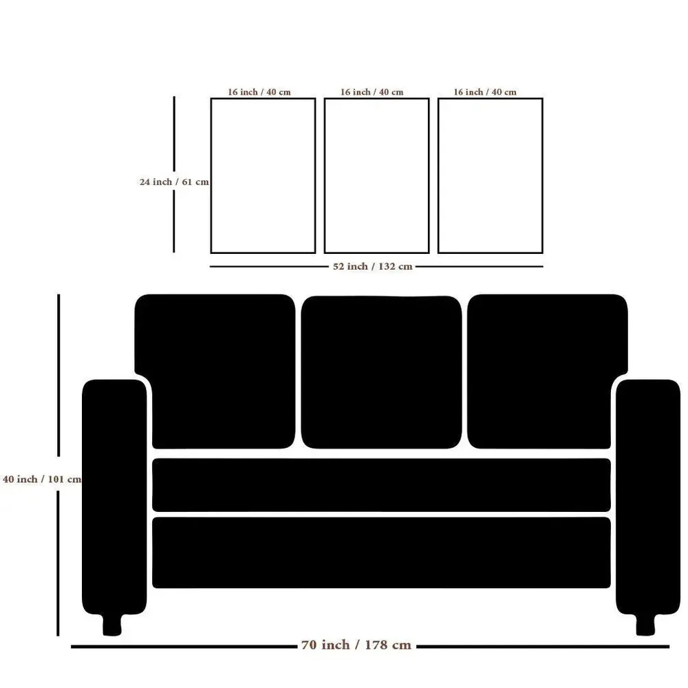 Dancing Ganesha Canvas Painting 3 Pieces In Wooden Frame