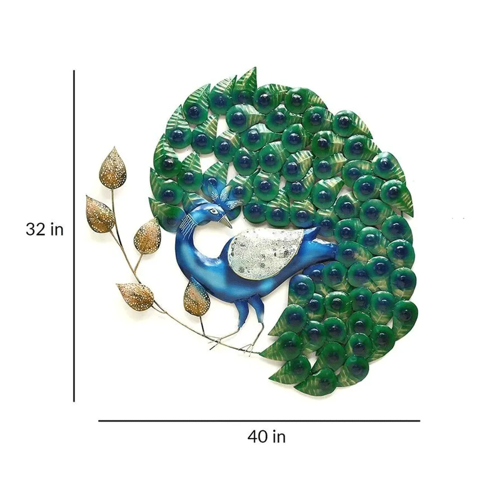 Dancing Peacock Detailed Metal Wall Art