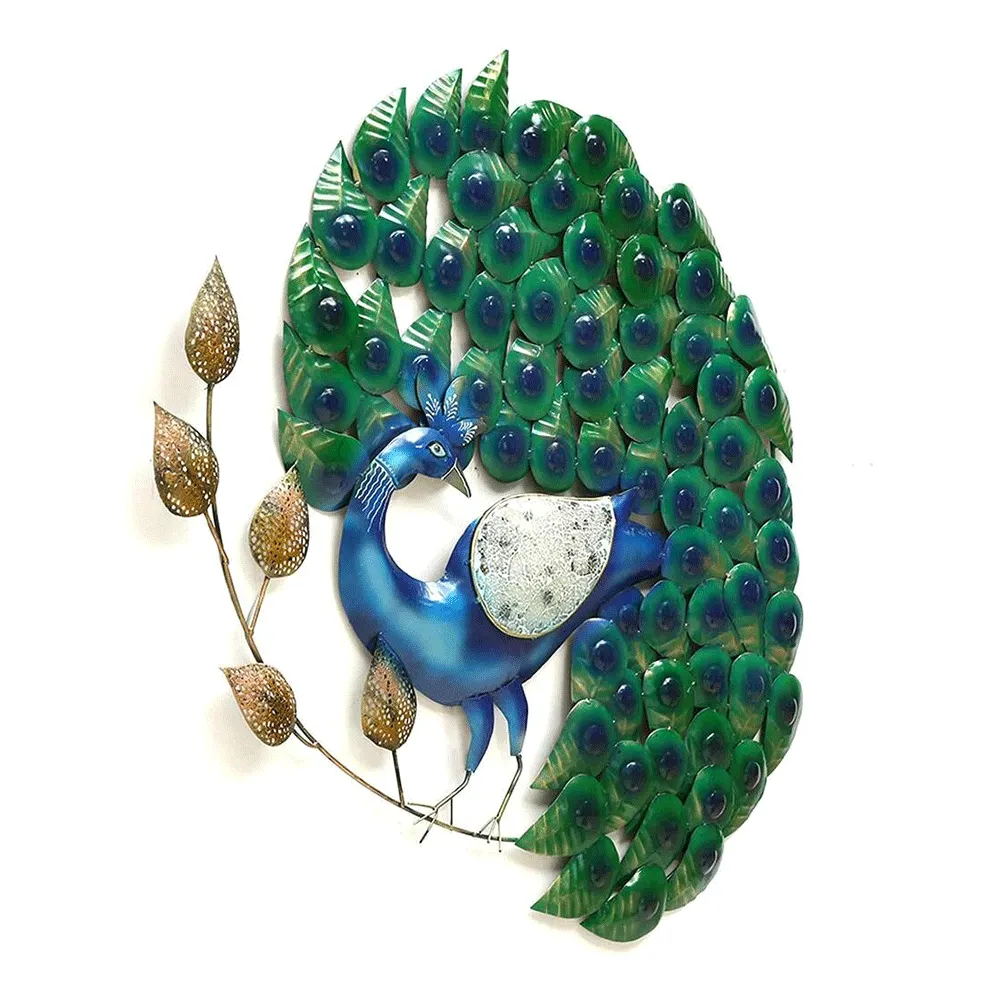 Dancing Peacock Detailed Metal Wall Art