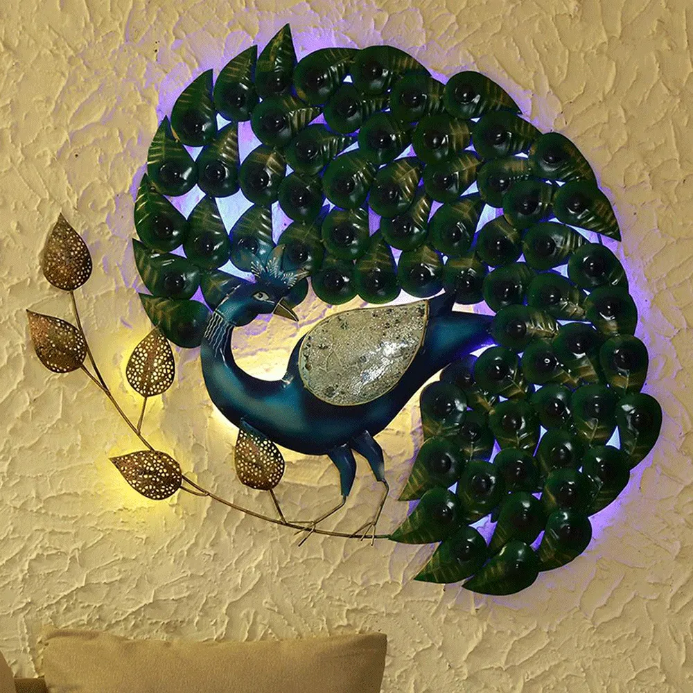 Dancing Peacock Detailed Metal Wall Art