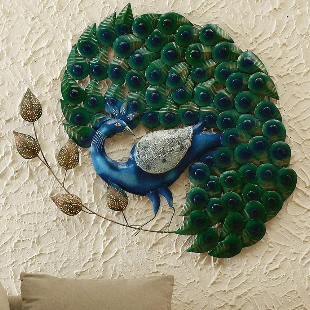 Dancing Peacock Detailed Metal Wall Art