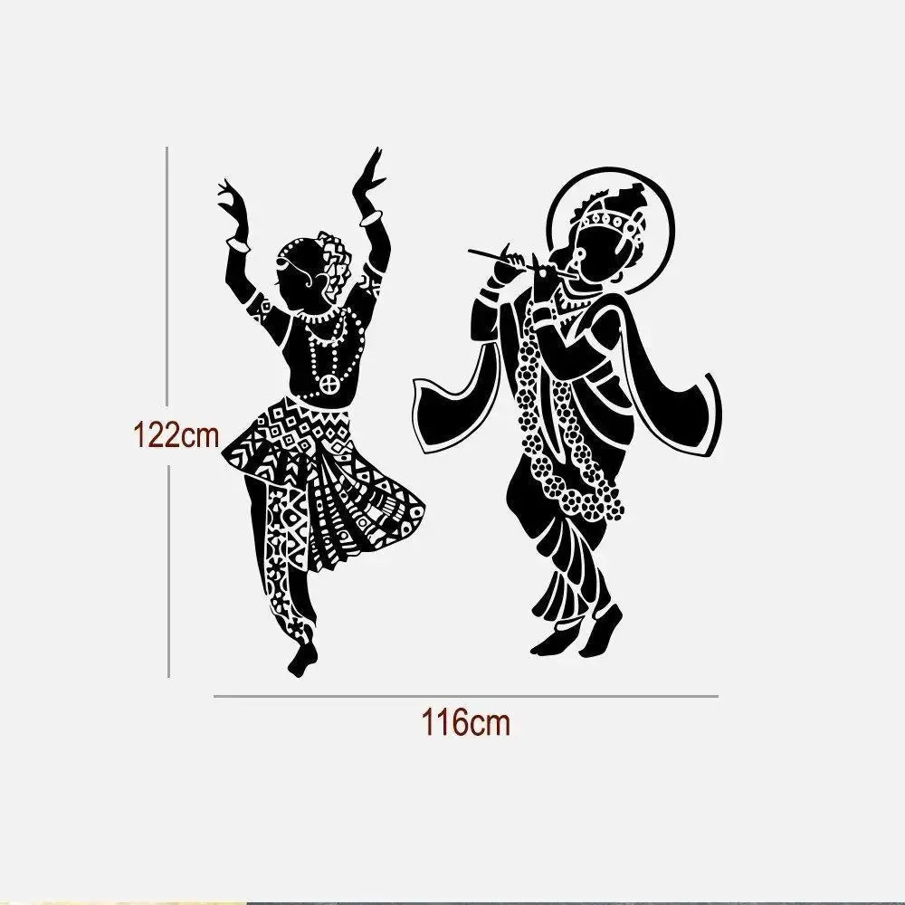 Dancing Radha Krishna Wall Sticker In White Color