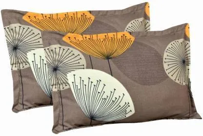 Dandelion Print Double Bedsheet With 2 Pillow Covers (Grey)