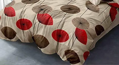 Dandelion Print Double Bedsheet With 2 Pillow Covers  (Multicolor)