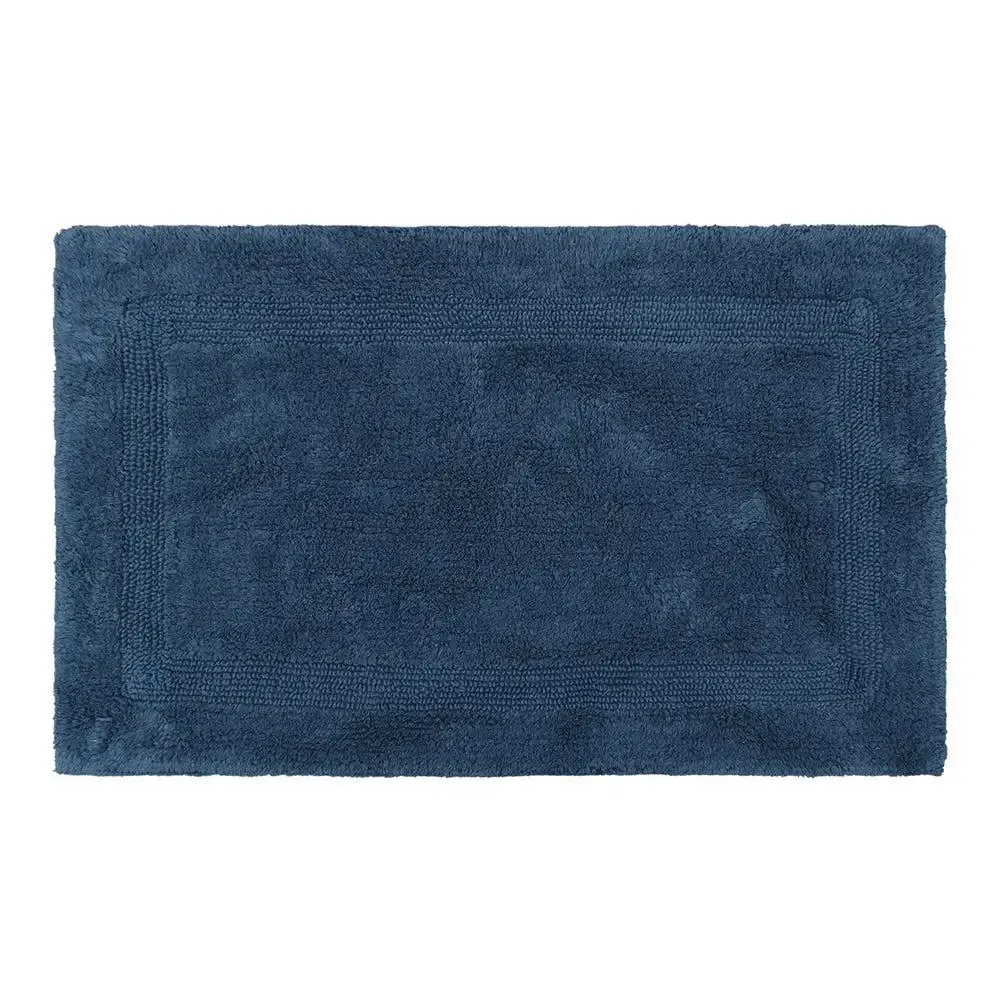 Dark Blue Designer Cotton Bathmat Set Of 2