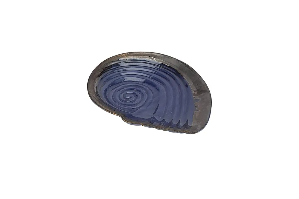 Dark Blue Shell Patterned Snacks Platter
