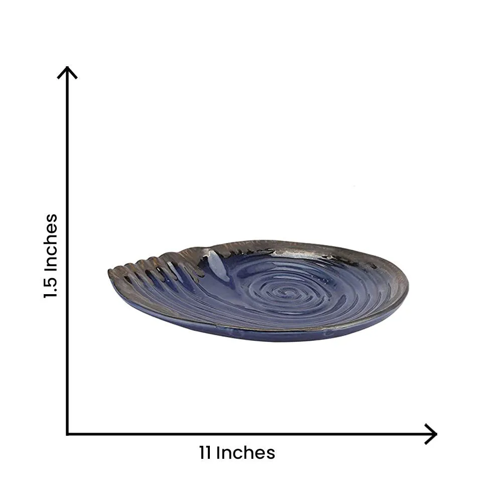 Dark Blue Shell Patterned Snacks Platter