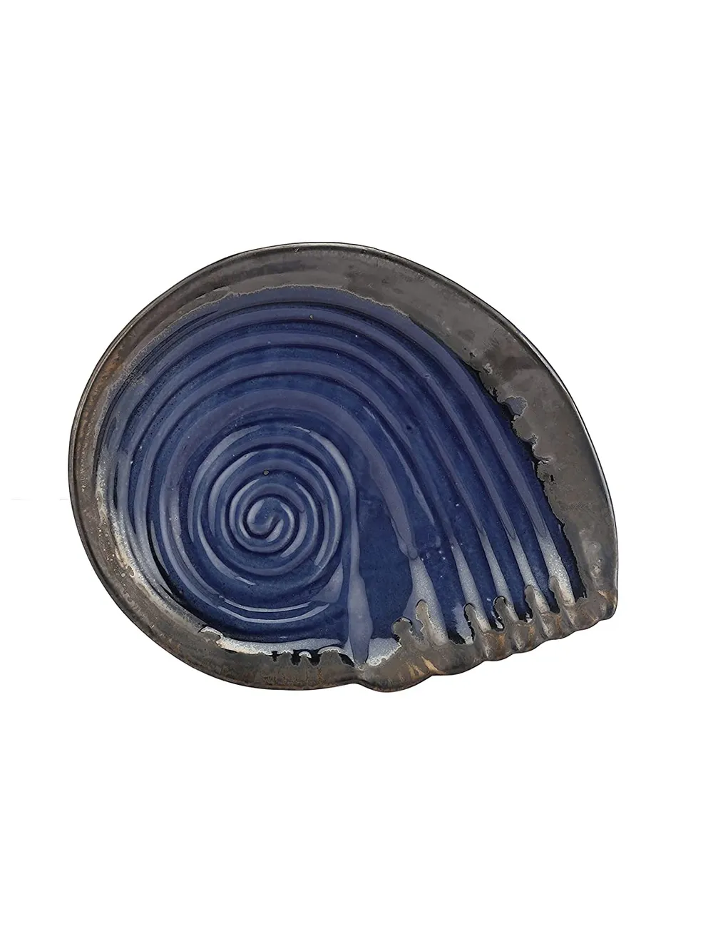 Dark Blue Shell Patterned Snacks Platter