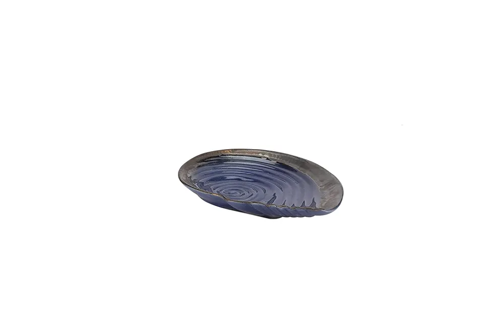 Dark Blue Shell Patterned Snacks Platter