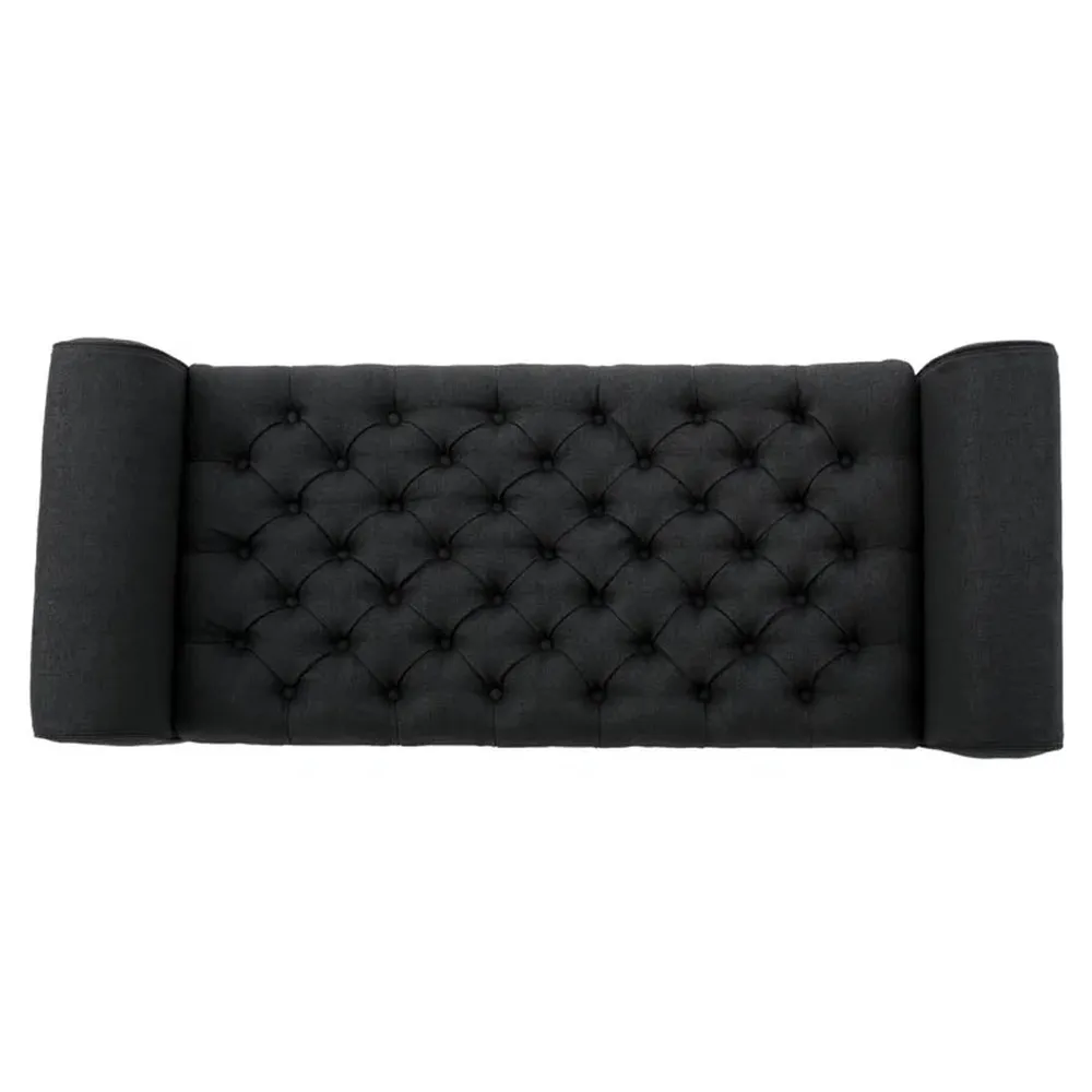 Dark Grey Resilient & Super Soft Luxurious Tufted Velvet Flip Top Storage Bench With Rolled Arms