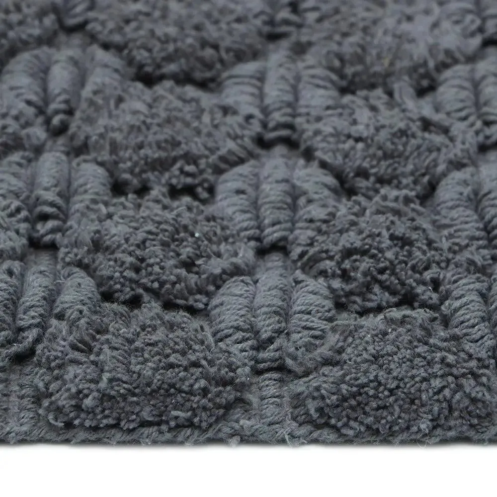 Dark Grey Textured Soft Cotton Bathmat (21 x 34) Inches