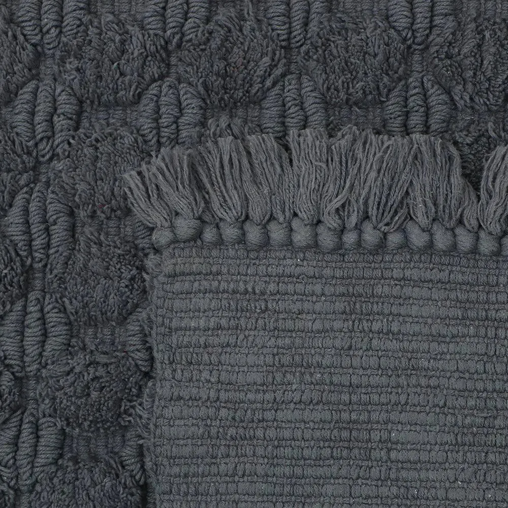 Dark Grey Textured Soft Cotton Bathmat (21 x 34) Inches