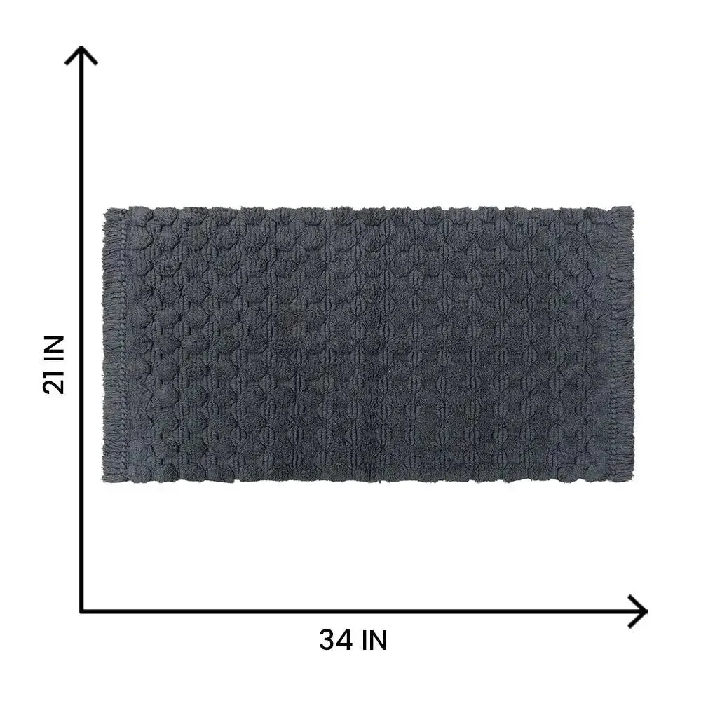 Dark Grey Textured Soft Cotton Bathmat (21 x 34) Inches
