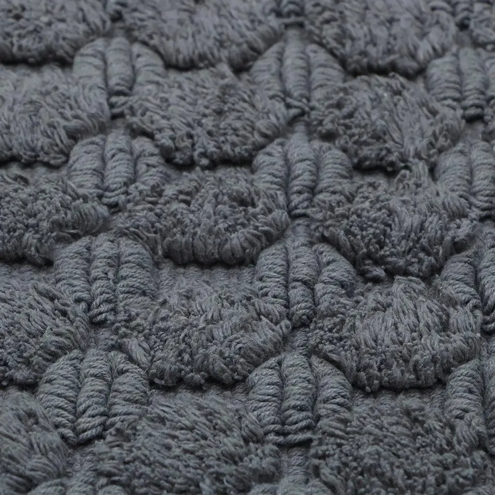 Dark Grey Textured Soft Cotton Bathmat (21 x 34) Inches