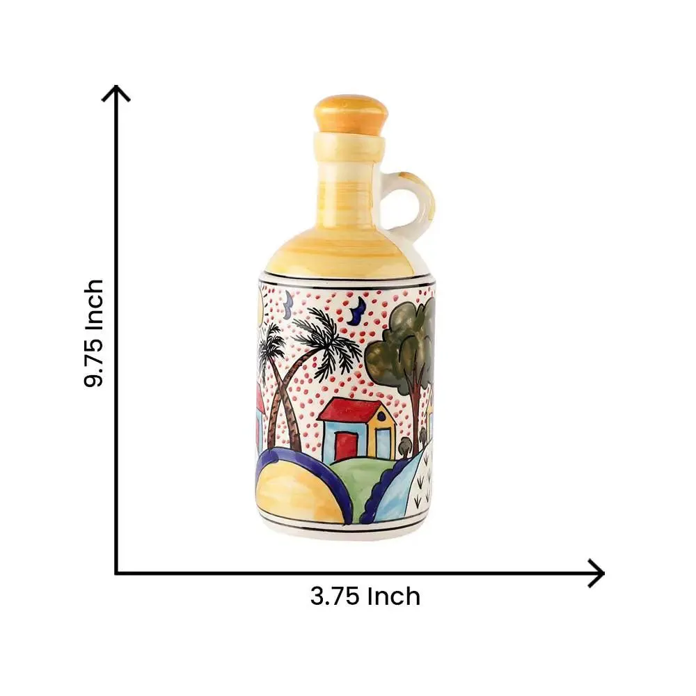 Dark & Light Blue Traditional Art Handpainted Ceramic Oil Dispenser Set Of 2