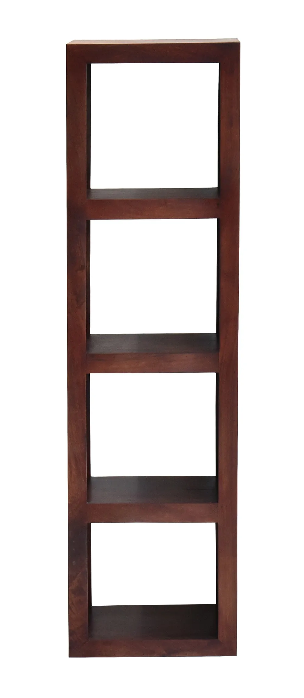 Dark Red Mahagony Wood Multipurpose Four Compartment Floor Bookshelf