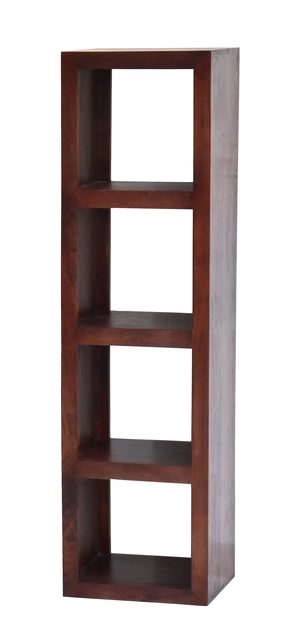 Dark Red Mahagony Wood Multipurpose Four Compartment Floor Bookshelf