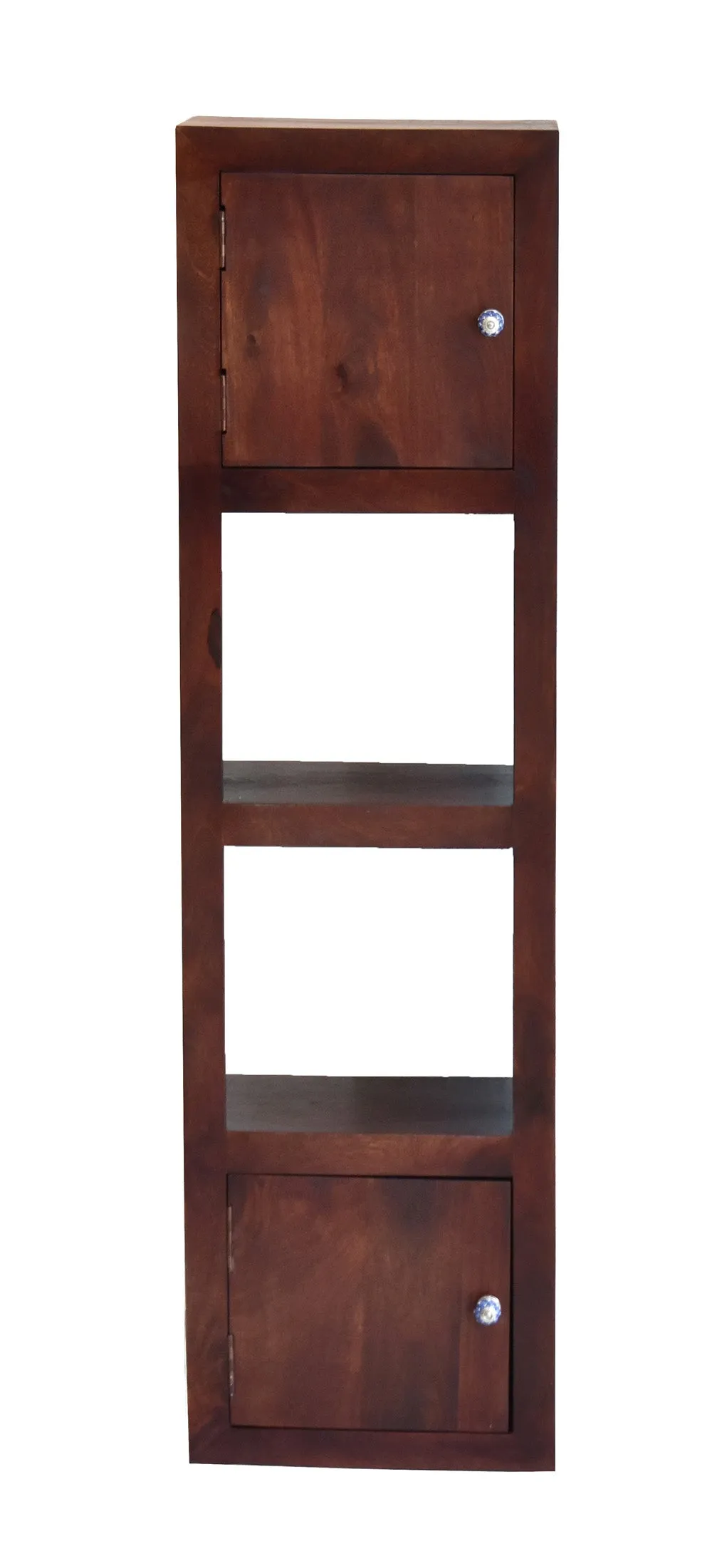 Dark Red Mahagony Wood Multipurpose Partially Closed Floor Bookshelf