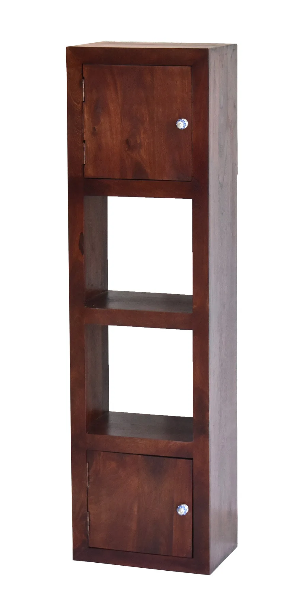 Dark Red Mahagony Wood Multipurpose Partially Closed Floor Bookshelf