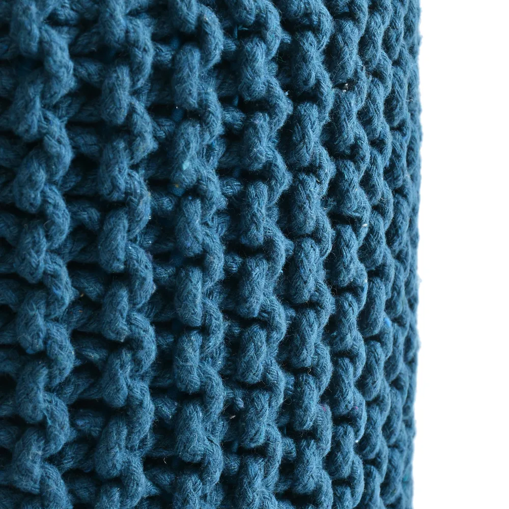 Dark Teal Solid Cotton Knitted Pouffe Single Piece