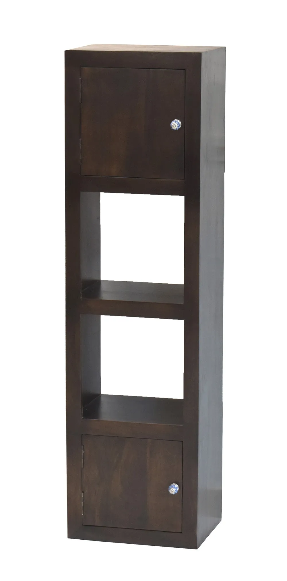 Dark Walnut Wood Multipurpose Partially Closed Floor Bookshelf