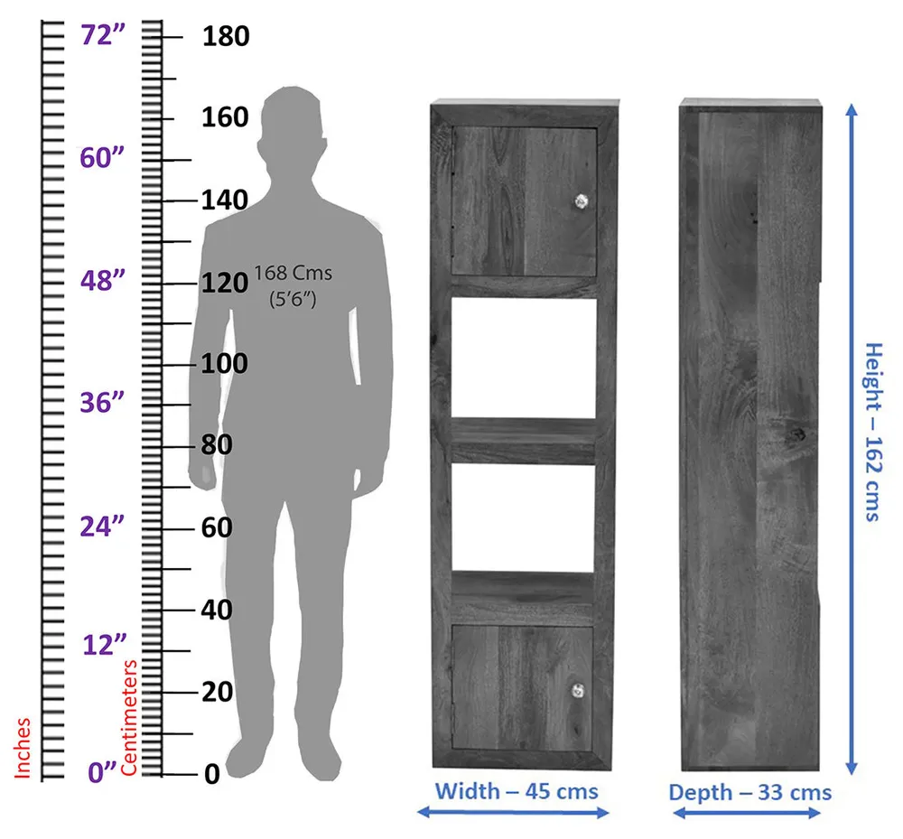 Dark Walnut Wood Multipurpose Partially Closed Floor Bookshelf