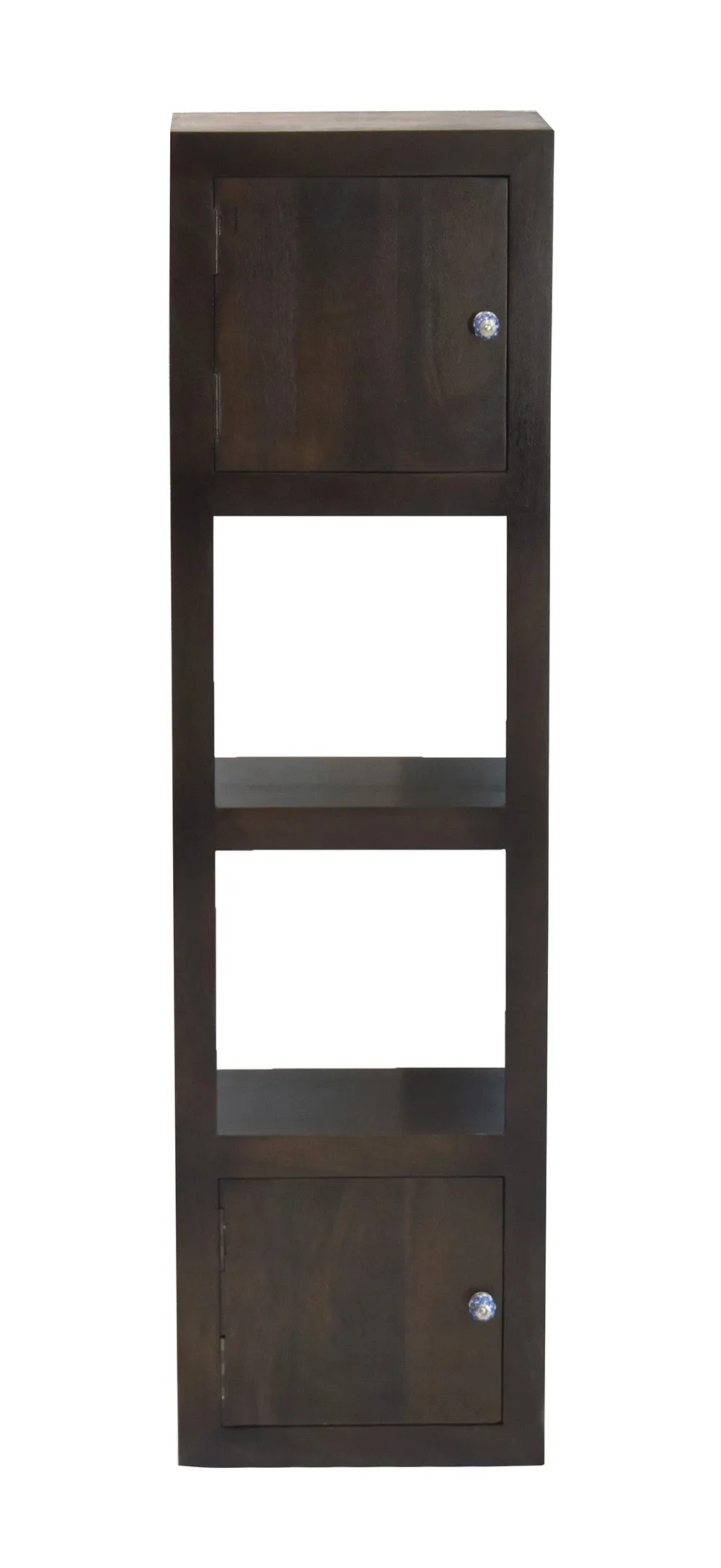 Dark Walnut Wood Multipurpose Partially Closed Floor Bookshelf