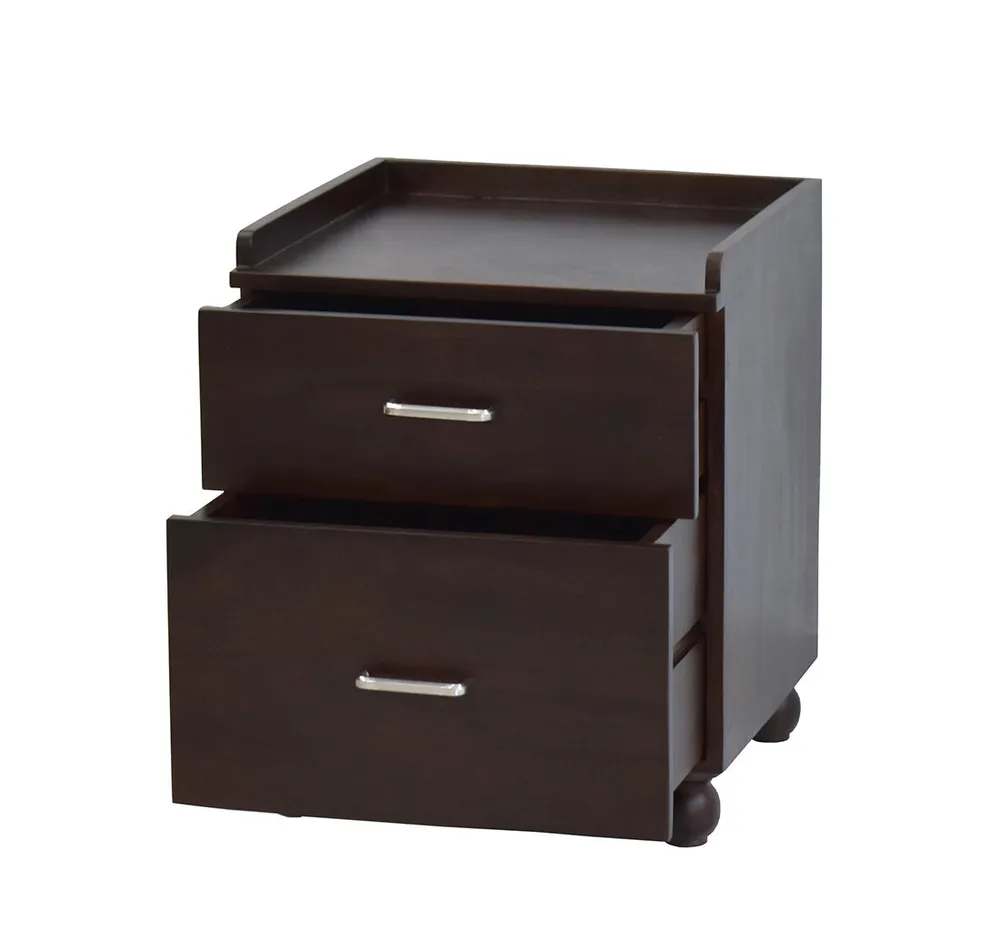 Dark Walnut Wooden Multipurpose Bedside Table