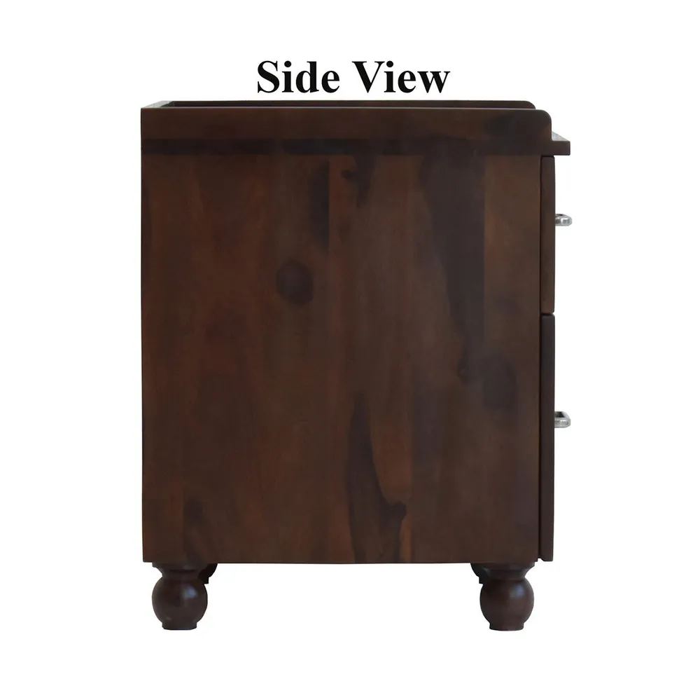 Dark Walnut Wooden Multipurpose Bedside Table