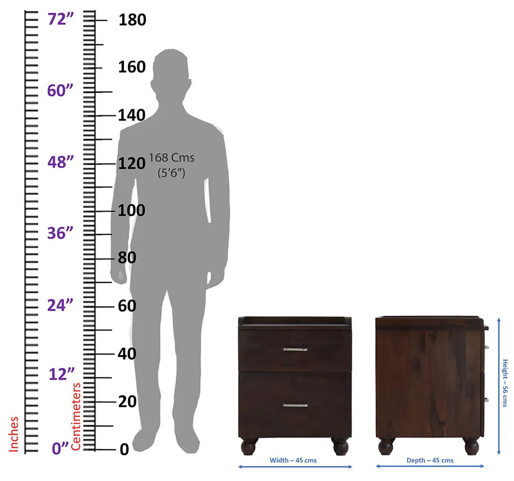 Dark Walnut Wooden Multipurpose Bedside Table