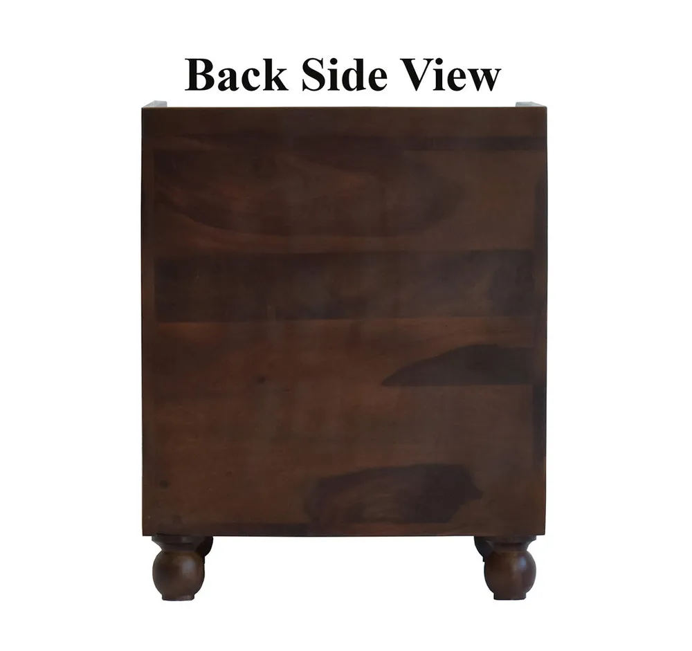 Dark Walnut Wooden Multipurpose Bedside Table