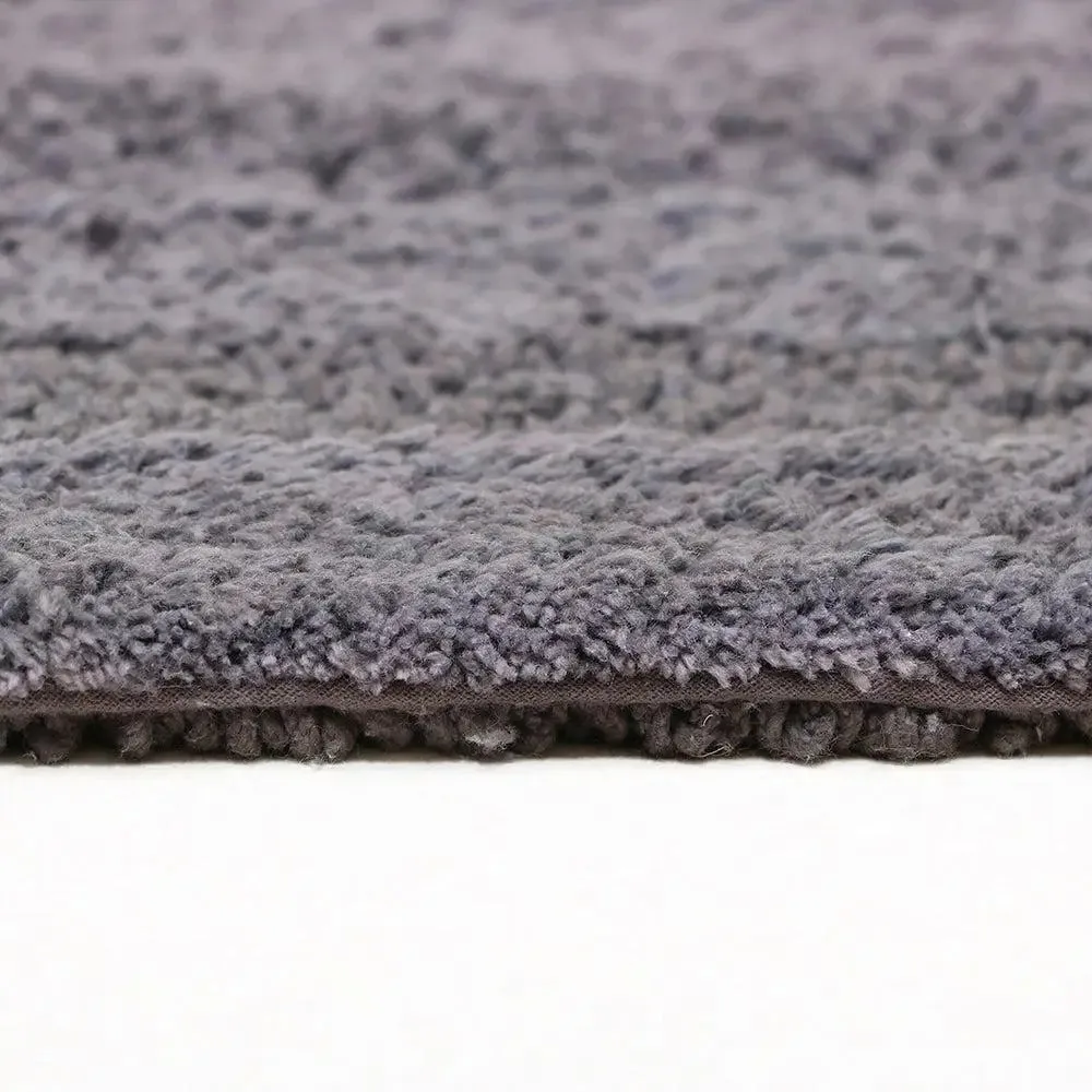 Darkgrey Bordered Cotton Bath Runner (50 x 150) cm Single Piece