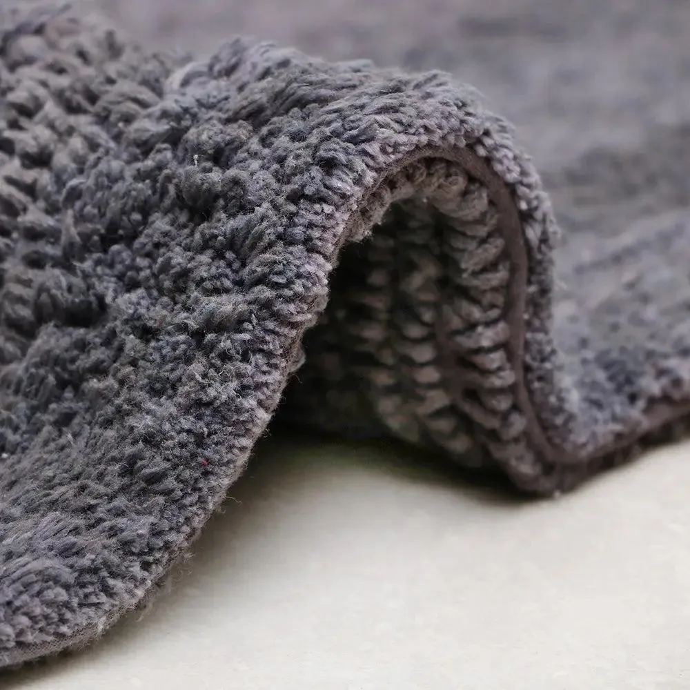 Darkgrey Bordered Cotton Bath Runner (50 x 150) cm Single Piece