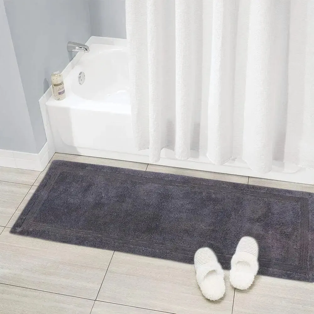 Darkgrey Bordered Cotton Bath Runner (50 x 150) cm Single Piece