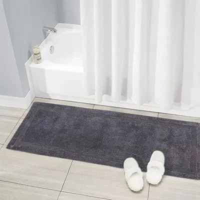 Darkgrey Bordered Cotton Bath Runner (50 x 150) cm