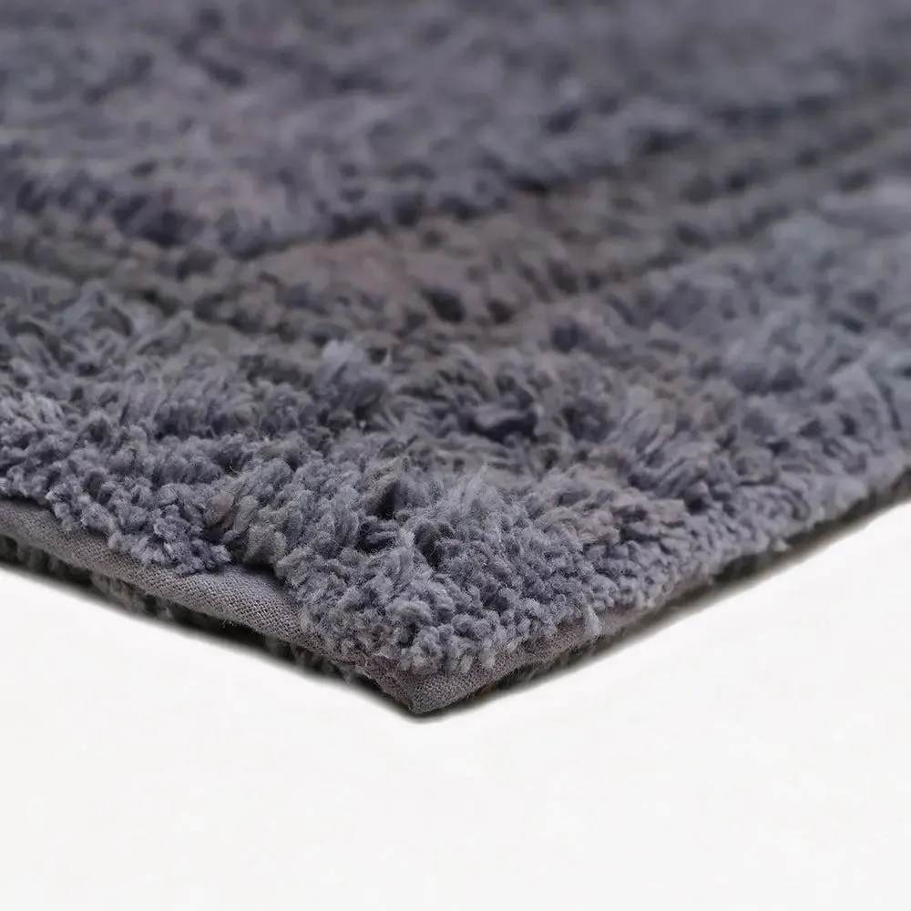 Darkgrey Bordered Cotton Bath Runner (50 x 150) cm Single Piece