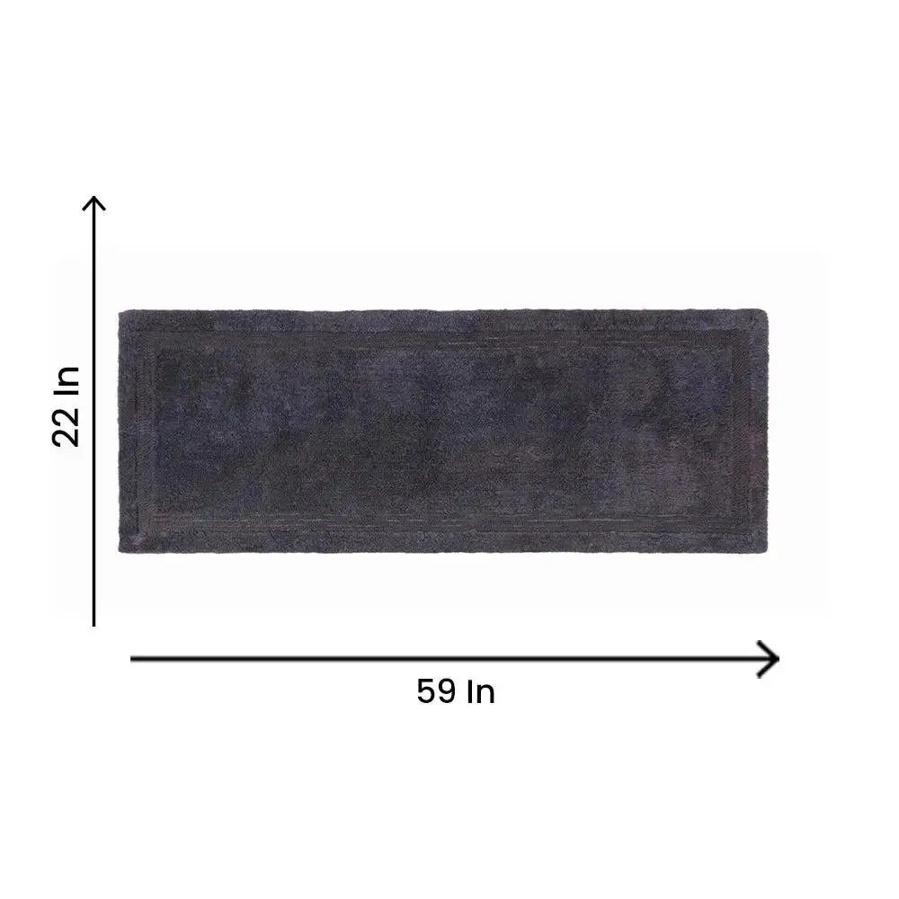 Darkgrey Bordered Cotton Bath Runner (50 x 150) cm Single Piece