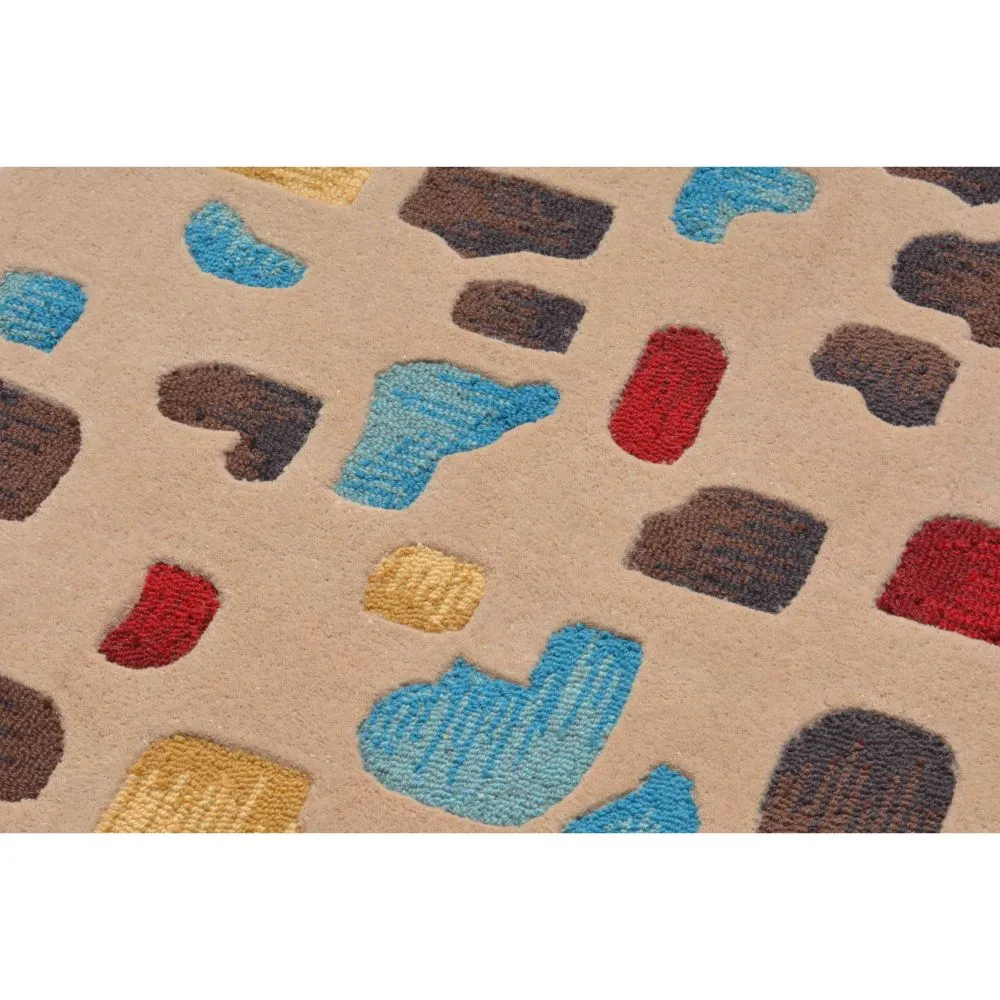 Dash Of Colors Modern Designer Beige Tufted Area Carpet 3X5ft