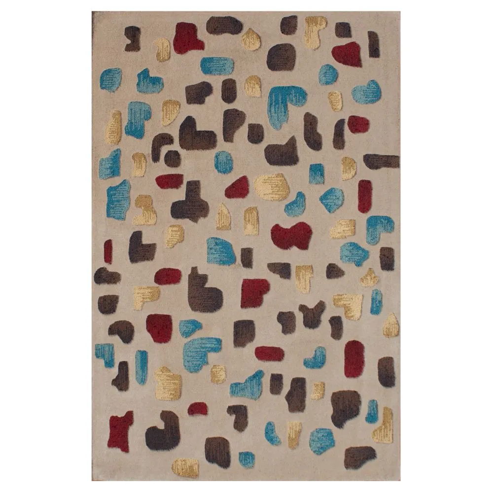 Dash Of Colors Modern Designer Beige Tufted Area Carpet 3X5ft
