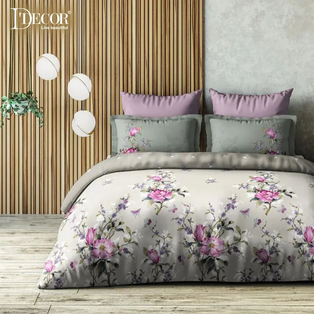 D'Decor Abelia Icons Collection 100% Cotton Double Bedsheet With 4 Pillow Covers