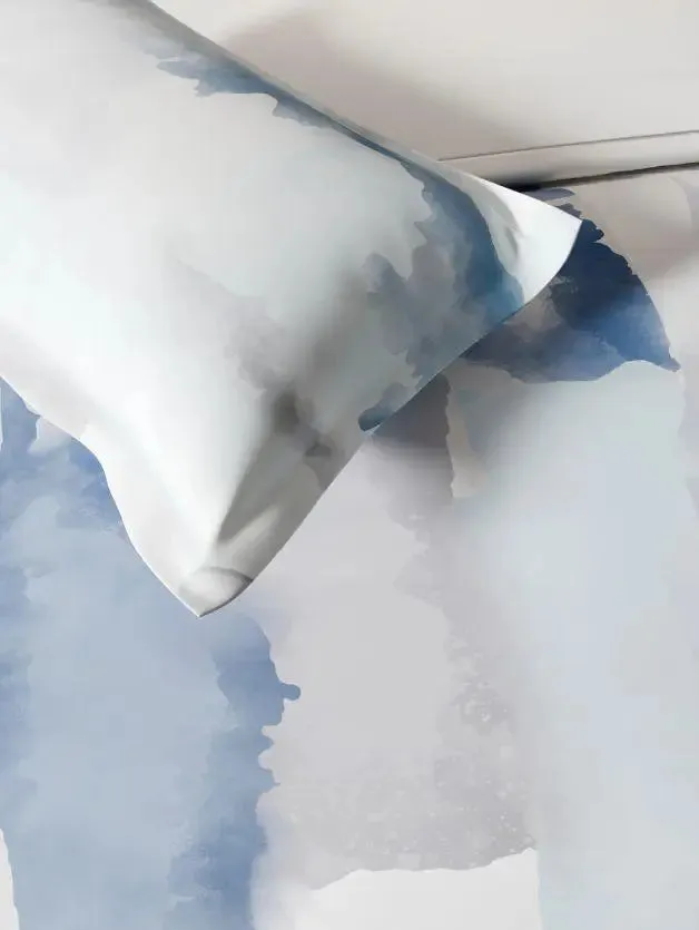 D'Decor Blue Ombre Premier Collection 100% Cotton Double Bedsheet With 4 Pillow Covers