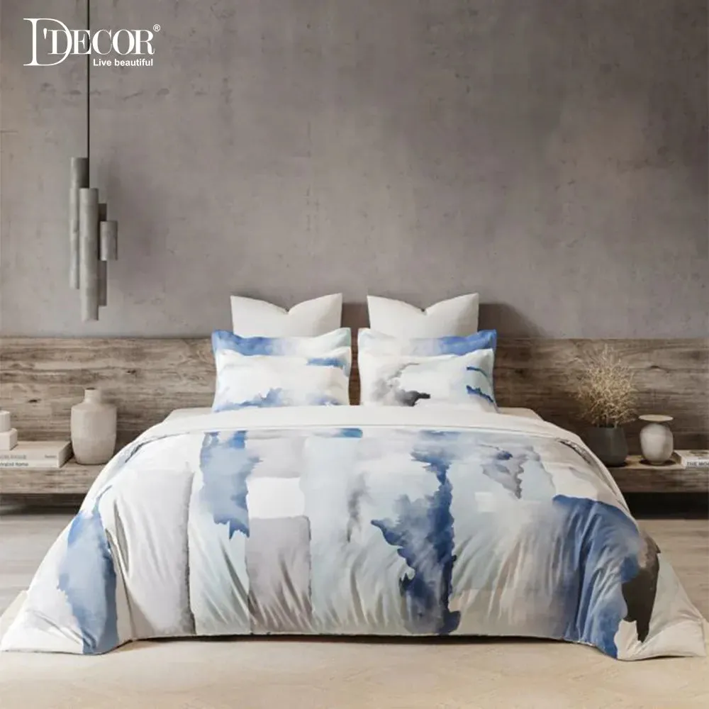 D'Decor Blue Ombre Premier Collection 100% Cotton Double Bedsheet With 4 Pillow Covers
