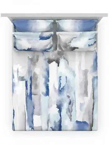 D'Decor Blue Ombre Premier Collection 100% Cotton Double Bedsheet With 4 Pillow Covers