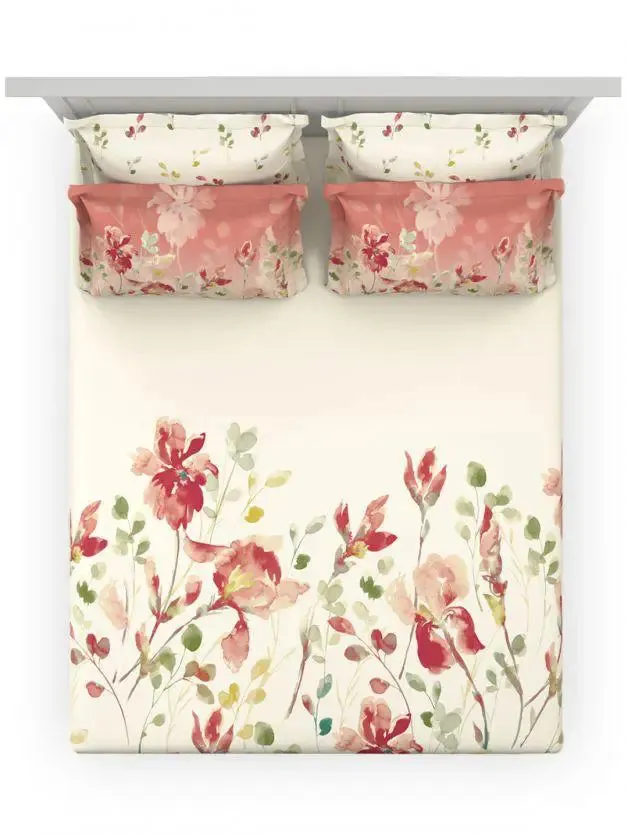 D'Decor Garnet Rose Premier Collection 100% Cotton Double Bedsheet With 4 Pillow Covers