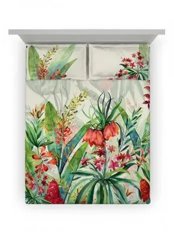 D'Decor Green Spruce Premier Collection 100% Cotton Double Bedsheet With 4 Pillow Covers