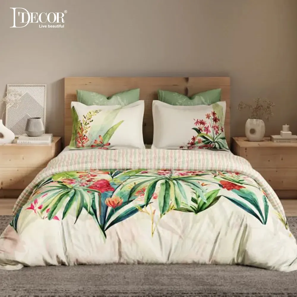 D'Decor Green Spruce Premier Collection 100% Cotton Double Bedsheet With 4 Pillow Covers